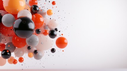 Aufkleber - A dynamic cluster of colorful spheres in red, black, and white, floating against a plain white background, symbolizing energy, creativity, and abstract art.