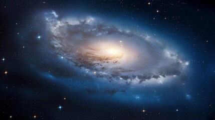 Wall Mural - shiny misty galaxy with luminous core image. beautiful nebula of sparkling gas in space photography 