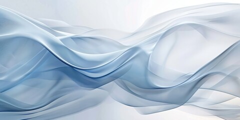 Canvas Print - soft blue curve wave abstract rippled flowing liquid dynamic gradient minimal futuristic modern whit