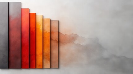 Aufkleber - An abstract wall art display featuring vertically arranged, colorful striped panels set against a gray background, representing creativity and modern aesthetics in design.