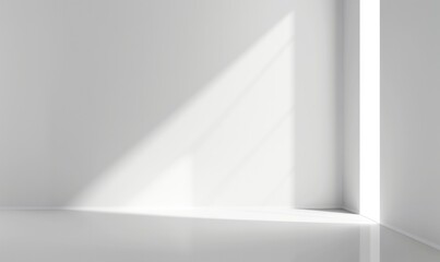 Wall Mural - soft white room wall corner room and sunlight from window shadow mockup for product placement