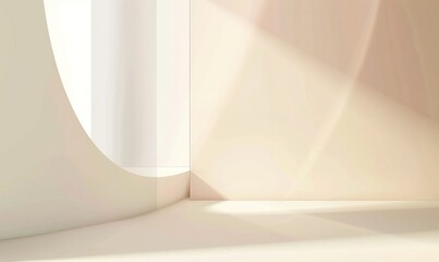 Wall Mural - soft brown room wall corner room and sunlight from window shadow mockup for product placement curve 