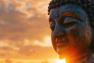 Wall Mural - buddha images belief in buddhism big buddha statue on sunset sky buddha