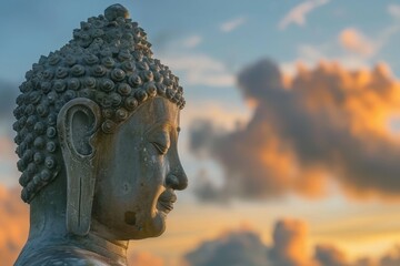 Wall Mural - buddha images belief in buddhism big buddha statue on sunset sky buddha