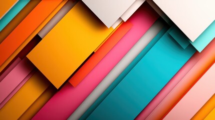 Aufkleber - A modern composition of overlapping colorful geometric shapes, creating an abstract and dynamic background perfect for contemporary design and style projects.