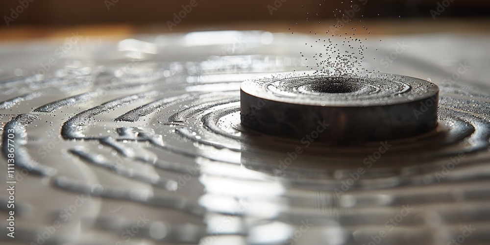 Magnetic Field Pattern Sample Under a concept of magnetic field pattern a close-up macro photo shows ...