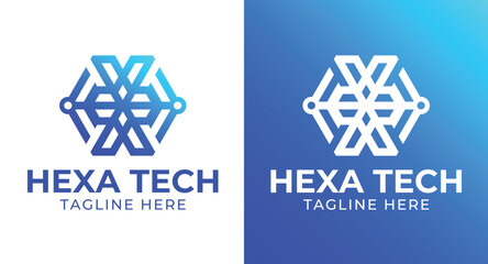 Wall Mural - hexa tech modern technology logo design, hexagon technology logo illustration, modern style digital 