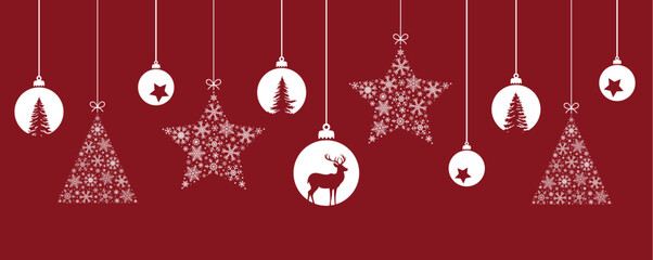 Wall Mural - merry christmas card with hanging ball decoration vector illustration