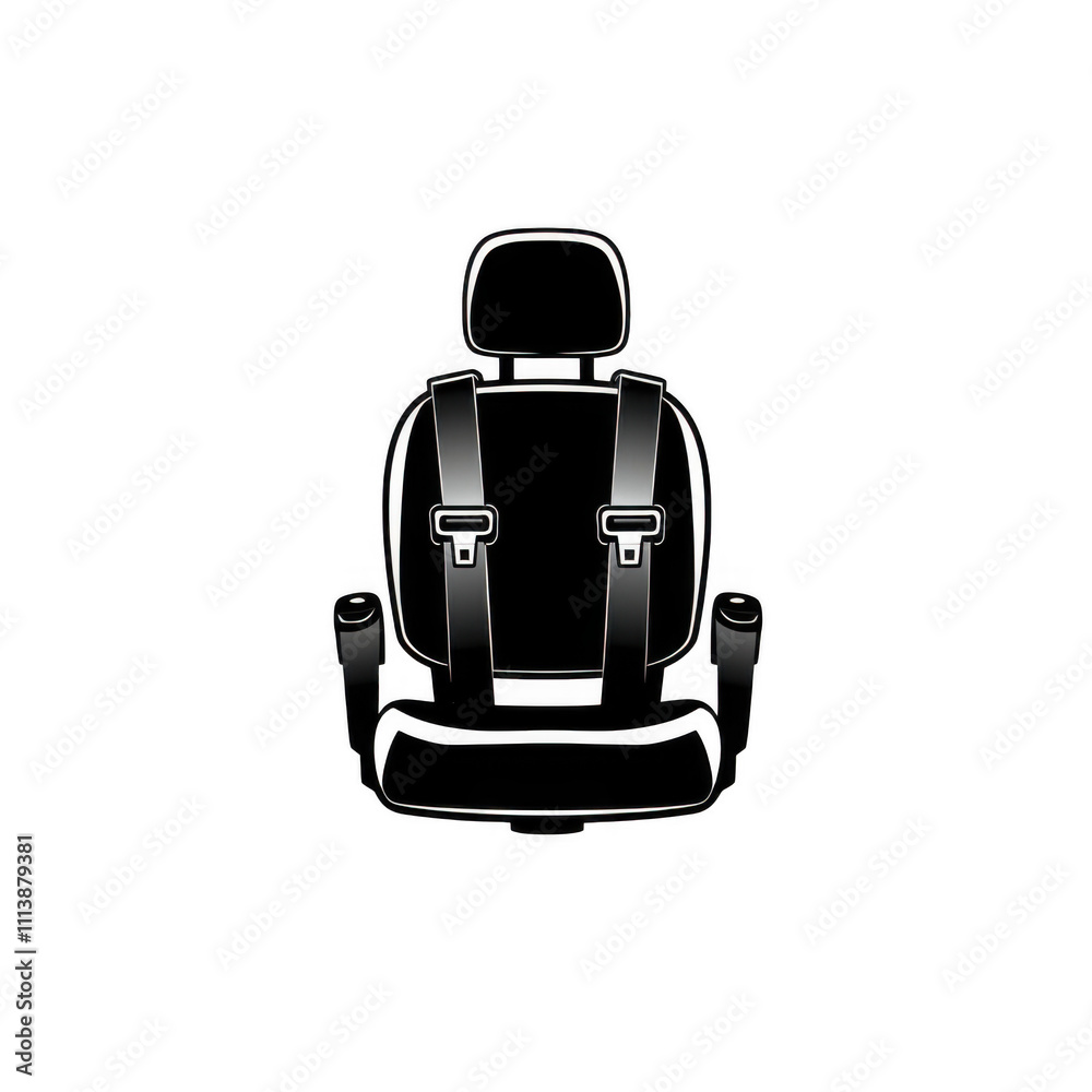Black Seatbelt icon png Minimalist flat icon, vector logo style sign ...
