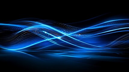 Poster - abstract blue light waves in motion creating a dynamic background for technology and innovation them