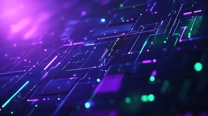 Poster - Abstract Digital Background with Vibrant Purple and Blue Light Effects in a Futuristic Technology Concept