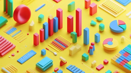 Poster - Colorful geometric shapes representing data visualization