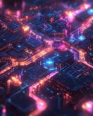 Leinwandbilder - Cloud computing and API management concept in a digital illustration