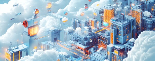 Poster - Digital artwork depicting cloud computing and API management