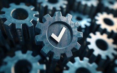 Poster - Gears and checkmark visual representation