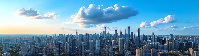 Poster - A cityscape with a prominent digital cloud above