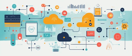 Poster - A conceptual digital illustration of cloud computing and API management