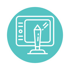 Fototapete - Pen Tablet  Vector Glyph Cricle Icon.Eps file 10