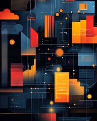 Aufkleber - A digital illustration of cloud computing with API management