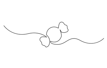 Aufkleber - One continuous line drawing of candy. one continuous line drawing of two sweet candy isolated on white background, One continuous line illustration of a candy, isolated on white background.