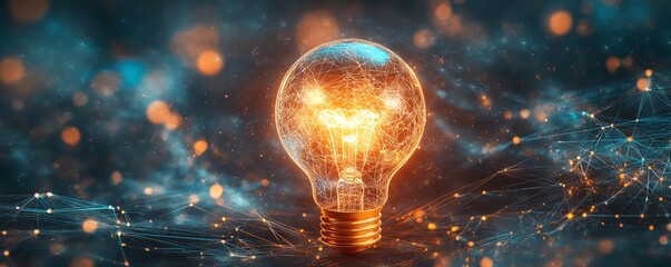 Poster - Glowing light bulb surrounded by a network of connections
