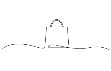 Fototapete - Continuous one line drawing of shopping bag. Simple one line art paper bag vector illustration, Continuous single line drawing of shopping bag design. Simple paper bag one line vector illustration.