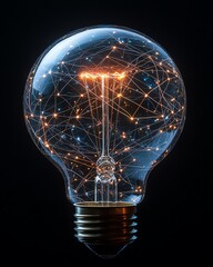Poster - A glowing light bulb surrounded by an expansive network of connections