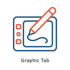 Fototapete - Graphic Tab vector Two Colors Outline icon. Eps file 10