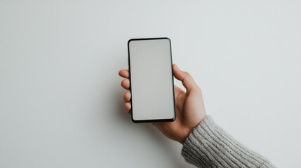 Poster - Hand holding a smartphone with a blank screen