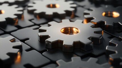 Poster - Abstract Network of Interlocking Gears with Glowing Elements in a Conceptual Design