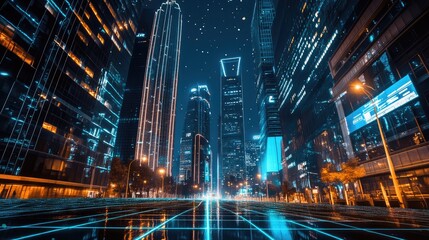 blue tech smart city background