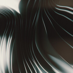 Aufkleber - Abstract pattern of flying stripes of metallic shiny dark fabric where waves of light shimmer to create a harmonious dance. 3d rendering digital illustration