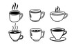 © Muflif - Coffee Cup Doodle Set – Hand Drawn Hot Beverage Icons, Outline Mug Illustration