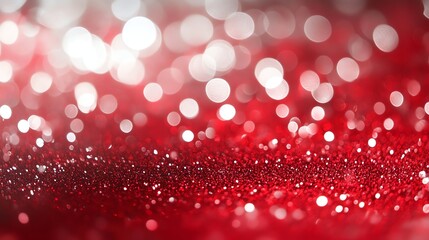 Wall Mural - Abstract background with red glitter and white and silver bokeh.