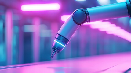 Poster - Advanced Robotic Arm in High Tech Assembly Line for Precision Manufacturing Solutions