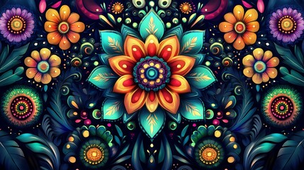 Poster - Traditional colorful mandala decorative artwork high resolution hd image