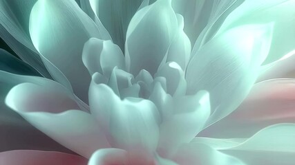 Aufkleber - Animation of an ethereal abstract flower with translucent light blue petals illuminated from below in pink, creating an atmosphere of lightness