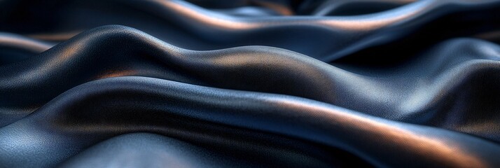 Poster - Soft black fabric draped gently with delicate folds illuminated by soft light