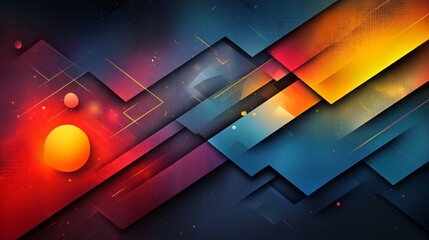 Fototapete - Bold geometric wallpaper vector with abstract shapes and vibrant colors
