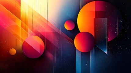 Poster - Bold abstract geometric wallpaper vector with vibrant colors and shapes design