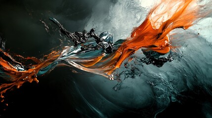 Poster - Brush creates dynamic swirls of color in vibrant motion on a textured surface