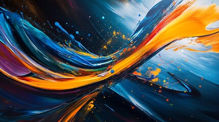 Poster - Dynamic brush strokes create vibrant patterns in colorful paint explosion
