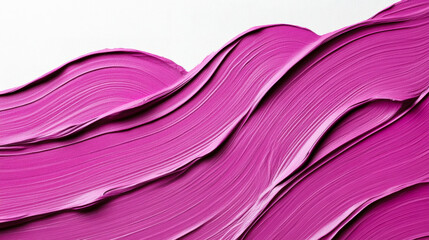 Fototapete - Thick strokes of vibrant pink paint flow artistically across a smooth white surface, showcasing a rich texture and color contrast
