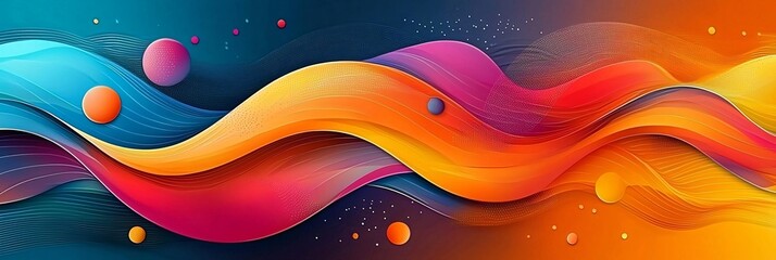 Fototapete - Colorful wavy abstract design showcasing vibrant hues and dynamic movement