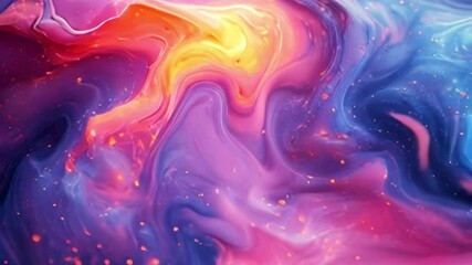 Leinwandbilder - Fluid flow resembling a thick, shimmering, glowing mass, with soft transitions from cool blue to warm pink and orange, with bright lighting effects emphasizing its futuristic look