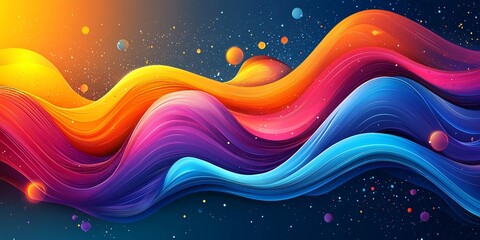 Fototapete - Colorful abstract vector design with wavy lines depicting movement and dynamic energy