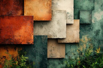 Poster - Textured wall art featuring layered elements in earthy tones and organic details