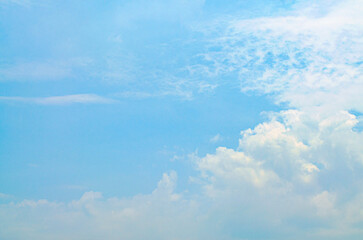 Wall Mural - Summer blue sky cloud gradient light white background.