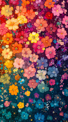 Poster - An explosion of colorful flowers creates a stunning visual effect, showcasing a diverse range of blooms in full bloom