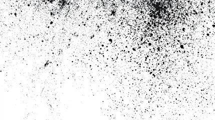 Fototapete - black paint splatters scattered across a white background, illustrating a striking contrast and an abstract artistic style,  Perfect for background use in videos and projects
